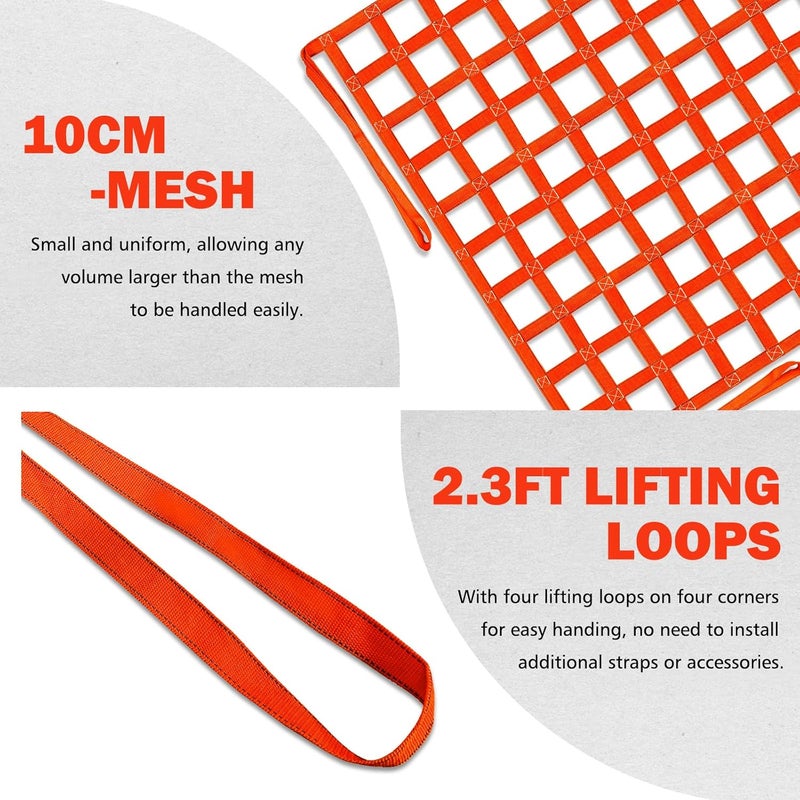 FITHOIST Cargo Lifting Net 1100LBS, 4.92'x4.92' Safety Lifting Net Straps for Hoist 10cm Square Mesh, Sling Hoisting Net, Heavy Duty Cargo Net for Construction Moving Towing Hoisting Loading Unloading - Image 4